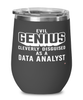 Funny Data Analyst Wine Glass Evil Genius Cleverly Disguised As A Data Analyst 12oz Stainless Steel Black