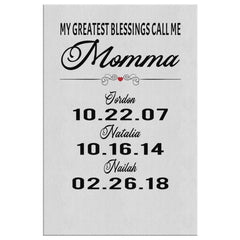 O Payne Personalized Mothers Day Gift Canvas Print My Greatest Blessings Call Me Mom