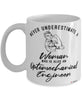 Optomechanical Engineer Mug Never Underestimate A Woman Who Is Also An Optomechanical Engineer Coffee Cup White