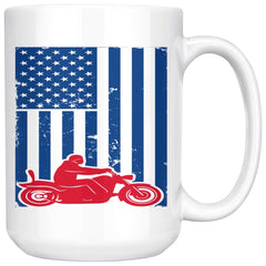 Patriotic American Flag Motorcycle Biker Mug 15oz White Coffee Mugs