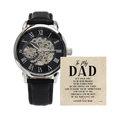 Personalized Father's Day Gift for Dad Self-winding Watch Leather Band Water Resistant Luxury Gift Box Custom Message Card