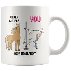 Personalized Funny Unicorn Sister Mug Gift From Brother Sister Birthday Gift White Coffee Mug
