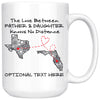 Personalized Long Distance Fathers Day Gift From Daughter Gift For Dad Mug Love Knows No Distance Add States and optional Text Coffee Cup