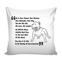 Pitbull Graphic Pillow Cover Your Friend Your Partner Your Defender Your Dog