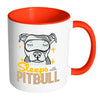 Pitbull Mug Sleeps With Pitbull White 11oz Accent Coffee Mugs