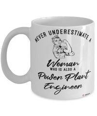 Power Plant Engineer Mug Never Underestimate A Woman Who Is Also A Power Plant Engineer Coffee Cup White