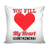 Retro Gamer Gaming Graphic Pillow Cover You Fill My Heart Containers