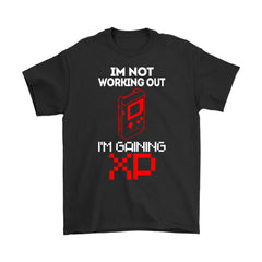 Retro Gamer Gaming Shirt I'm Not Working Out I'm Gaining XP Gildan Mens T-Shirt