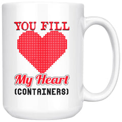 Retro Gamer Mug You Fill My Heart Containers 15oz White Coffee Mugs