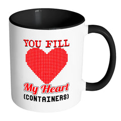 Retro Gamer Mug You Fill My Heart Containers White 11oz Accent Coffee Mugs