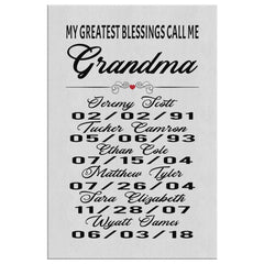 Richard G Personalized Mothers Day Gift Canvas Print My Greatest Blessings Call Me Grandma 6 Names