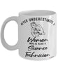 Science Technician Mug Never Underestimate A Woman Who Is Also A Science Tech Coffee Cup White