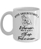 Shop Technician Mug Never Underestimate A Woman Who Is Also A Shop Tech Coffee Cup White