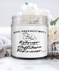 Software Technician Candle Never Underestimate A Woman Who Is Also A Software Tech 9oz Vanilla Scented Candles Soy Wax