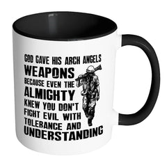 Soldier Mug God Give His Arch Angels Weapons White 11oz Accent Coffee Mugs