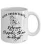 Supply Chain Analyst Mug Never Underestimate A Woman Who Is Also A Supply Chain Analyst Coffee Cup White