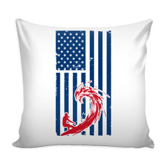 Surfer American Flag Surfer Graphic Pillow Cover