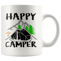 Tent Camping Mug Happy Camper 11oz White Coffee Mugs