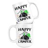 Tent Camping Mug Happy Camper 15oz White Coffee Mugs