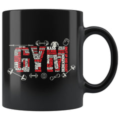 Typographic Gym Mug 11oz Black Coffee Mugs
