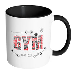 Typographic Gym Mug GYM White 11oz Accent Coffee Mugs