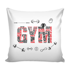 Typographic Gym Workout Graphic Pillow Cover