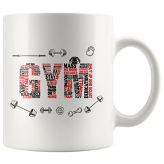 Typographic Gym Workout Mug GYM 11oz White Coffee Mugs