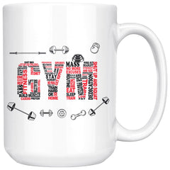 Typographic Gym Workout Mug GYM 15oz White Coffee Mugs