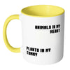 Vegan Mug Animals In My Heart Plants In My Tummy White 11oz Accent Coffee Mugs