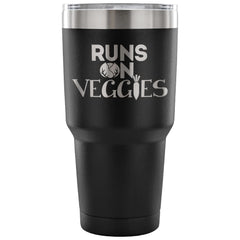 Vegan Vegetarian Travel Mug Runs On Veggies 30 oz Stainless Steel Tumbler