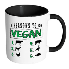 Veganism Mug 6 Reasons To Go Vegan White 11oz Accent Coffee Mugs