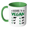 Veganism Mug 6 Reasons To Go Vegan White 11oz Accent Coffee Mugs