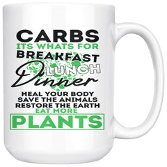 Vegetarian Vegan Mug Eat More Plants 15oz White Coffee Mugs