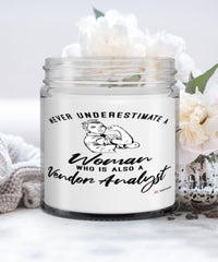 Vendor Analyst Candle Never Underestimate A Woman Who Is Also A Vendor Analyst 9oz Vanilla Scented Candles Soy Wax