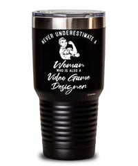 Video Game Designer Tumbler Never Underestimate A Woman Who Is Also A Video Game Designer 30oz Stainless Steel Black