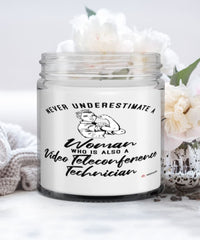 Video Teleconference Technician Candle Never Underestimate A Woman Who Is Also A Video Teleconference Tech 9oz Vanilla Scented Candles Soy Wax