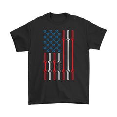 Weightlifting Gym Shirt United States Flag Gildan Mens T-Shirt