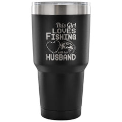 Wife Coffee Travel Mug Loves Fishing With Husband 30 oz Stainless Steel Tumbler