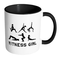 Workout Mug Fitness Girl White 11oz Accent Coffee Mugs