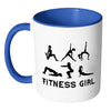 Workout Mug Fitness Girl White 11oz Accent Coffee Mugs