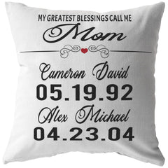 York Personalized Mothers Day Pillow From Daughter Son My Greatest Blessings Call Me Mom