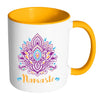 Zen Meditation Yoga Lotus Flower Mug Namaste White 11oz Accent Coffee Mugs